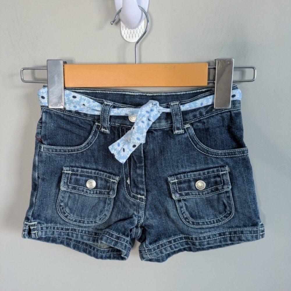 Janie & Jack Floral Tie Denim Shorts Toddler‎ Girl Size 3T